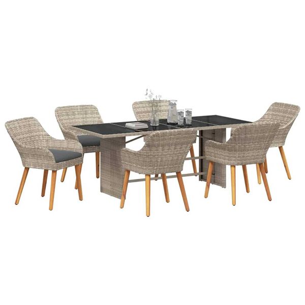 vidaXL Outdoor Dining Set 7 pcs Light grey