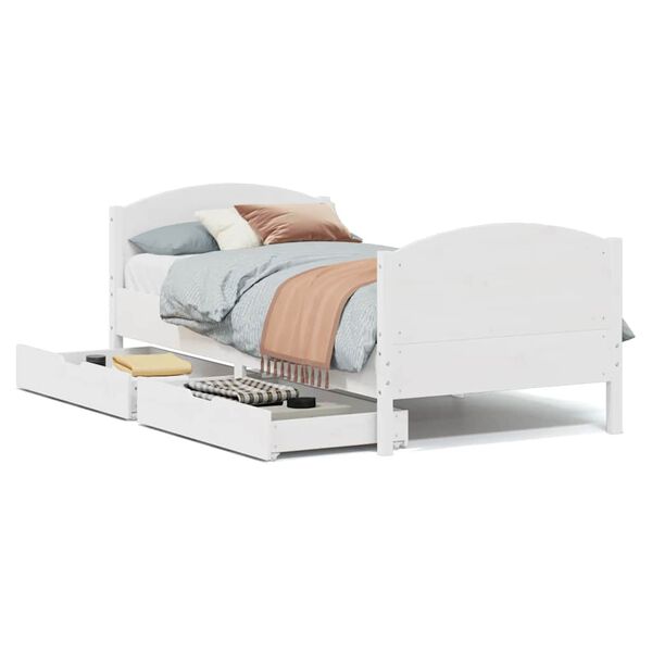 vidaXL Bed Frame without Mattress White 90x200 cm Solid Wood Pine