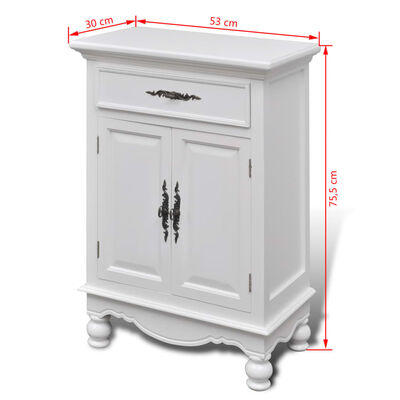 vidaXL Wooden Cabinet with 2 Doors 1 Drawer White