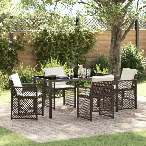 vidaXL Garden Dining Set 5 pcs Brown Poly Rattan