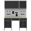 vidaXL Work Cabinet with Drawer 8 pcs Black Engineered Wood and Steel