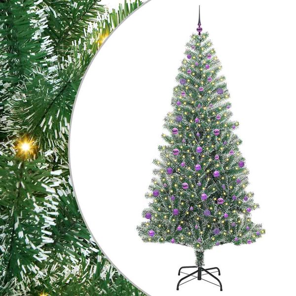 vidaXL Artificial Christmas Tree Snow Flocked with LED Light 240 cm