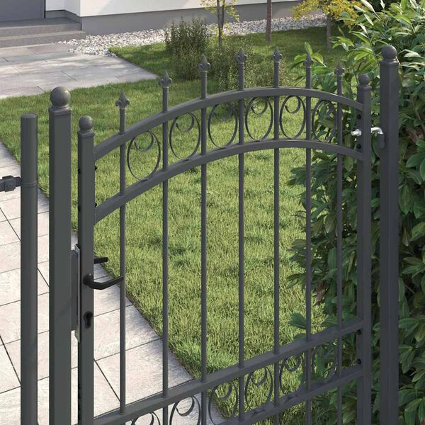 vidaXL Fence Gate with Spikes Grey 200 x 100 cm Powder-coated steel