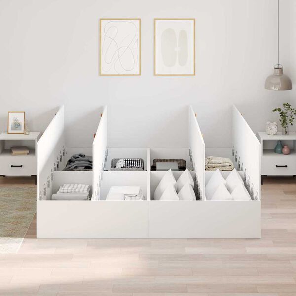 vidaXL Bed Frame with Storage White 180 x 200 cm Engineered wood