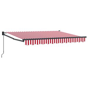 vidaXL Manual Retractable Awning Red and White 2.5 x 2 m