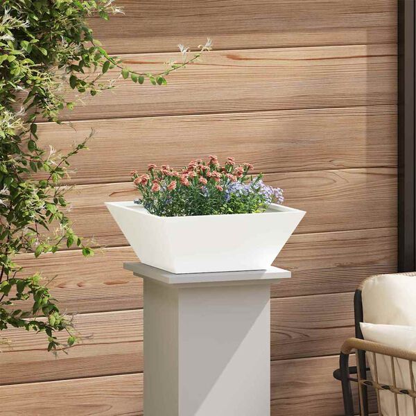 vidaXL Garden Planter White 40 x 40 x 15 cm Cold-rolled Steel
