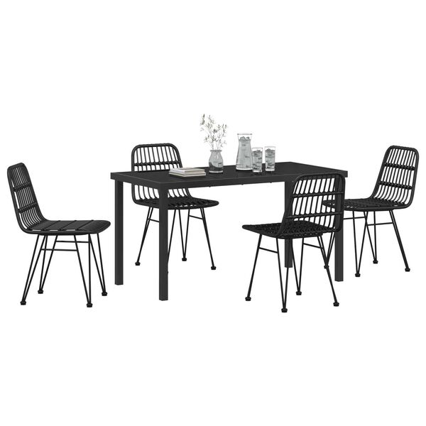 vidaXL Garden Dining Set 5 pcs Black Powder-Coated Steel