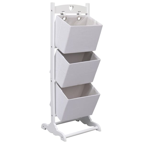 vidaXL 3-Layer Basket Rack White 35x35x102 cm Wood