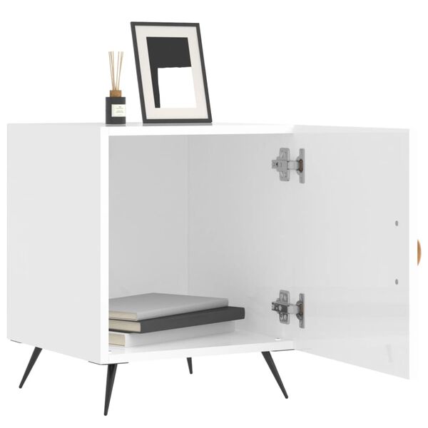 vidaXL Bedside Cabinets 2 pcs High Gloss White 40x40x50 cm Engineered Wood