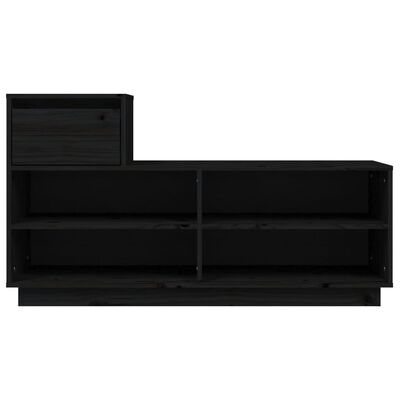 vidaXL Shoe Cabinet Black 110x34x61 cm Solid Wood Pine