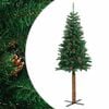 vidaXL Slim Christmas Tree with Real Wood and Cones Green 180 cm PVC