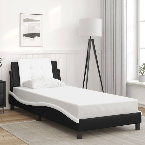 vidaXL Bed Frame without Mattress "Zadar" Black and White 100x200 cm Faux Leather