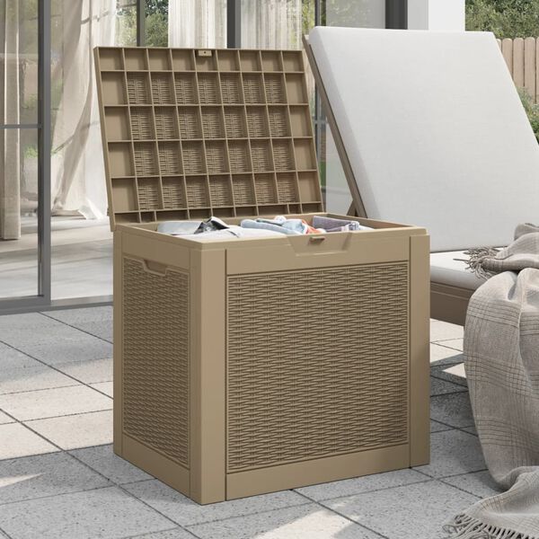 vidaXL Garden Storage Box Light Brown 55.5x43x53 cm Polypropylene