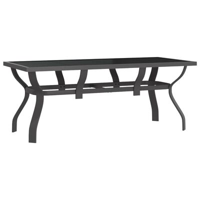 vidaXL Garden Table Grey and Black 180x80x70 cm Steel and Glass