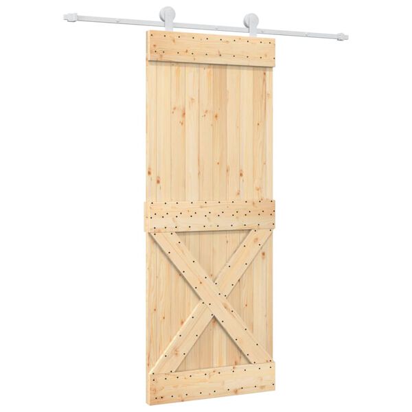vidaXL Sliding Door with Hardware Set 80x210 cm Solid Wood Pine