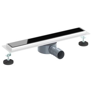 vidaXL Shower Drain Glass Cover with 360&deg; Siphon Black 50 cm
