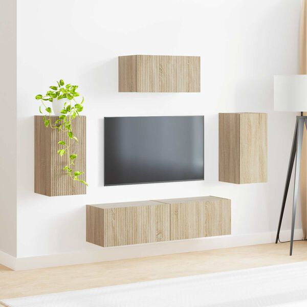 vidaXL TV Cabinet Set Wall-mounted 5 pcs Sonoma Oak Engineered Wood