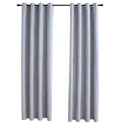 vidaXL Blackout Curtains with Metal Rings 2 pcs Grey 140x245 cm