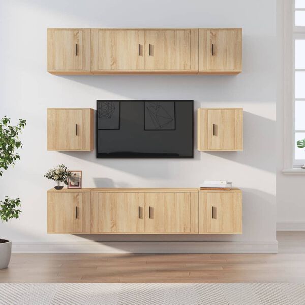 vidaXL 8 Piece TV Cabinet Set Sonoma Oak Engineered Wood