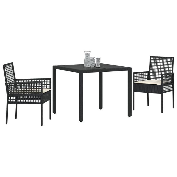 vidaXL Garden Dining Set 3 pcs Light grey Poly rattan