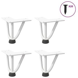 vidaXL Hairpin Legs for Coffee Table 4 pcs White 10 cm Solid Steel