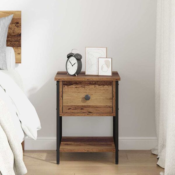 vidaXL Bedside Table Old Wood 34 x 35.5 x 45 cm Engineered Wood
