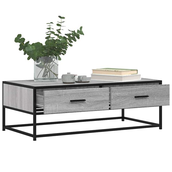 vidaXL Coffee Table Grey Sonoma 100x50x35 cm Engineered Wood and Metal