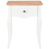 vidaXL Nightstand White and Brown 40x30x50 cm Solid Pine Wood