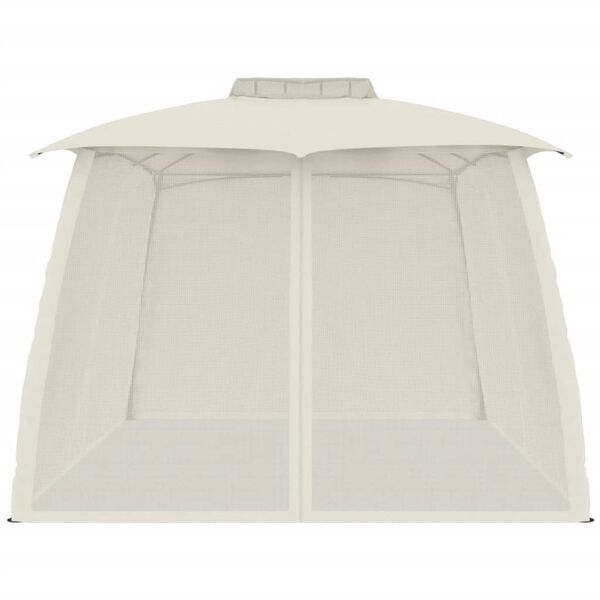 vidaXL Gazebo with Double Roof and Mesh Walls Cream 3.93x2.93 m Steel
