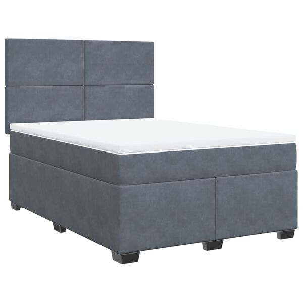 vidaXL Box Spring Bed with Mattress Dark Grey 140x190 cm Velvet