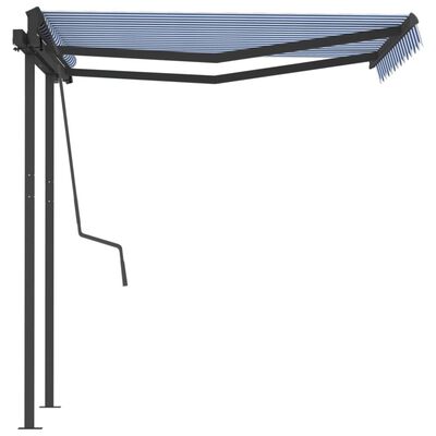 vidaXL Automatic Retractable Awning with Posts 3x2.5 m Blue and White