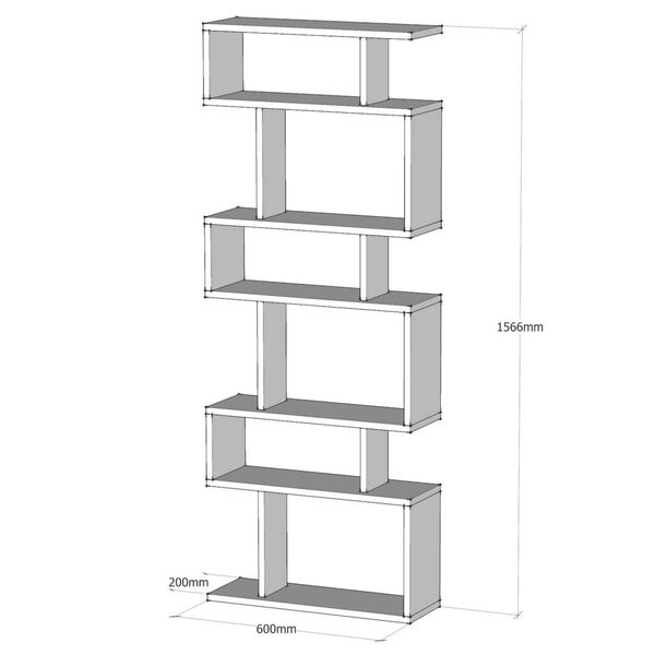 Homemania Bookcase Tablero 60x20x156.6 cm White and Walnut