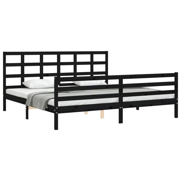 vidaXL Bed Frame without Mattress Black 200x200 cm Solid Wood