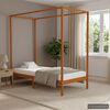 vidaXL Canopy Bed Frame without Mattress Honey Brown Solid Wood 100x200cm