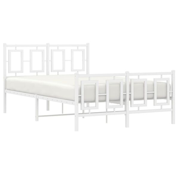 vidaXL Metal Bed Frame without Mattress with Footboard White 120x190cm