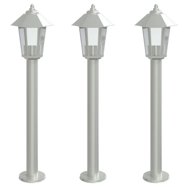 vidaXL Outdoor Floor Lamps 3pcs Silver 80 cm Stainless Steel