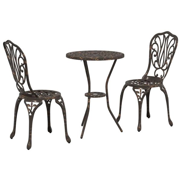 vidaXL Garden Bistro Set 3 pcs Bronze Aluminium