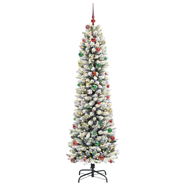vidaXL Artificial Christmas Tree with 300 LEDs with Stand White 240 cm