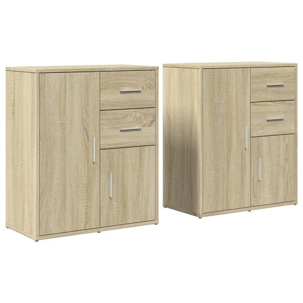 vidaXL Sideboards 2 pcs Sonoma Oak 60x31x70 cm Engineered Wood