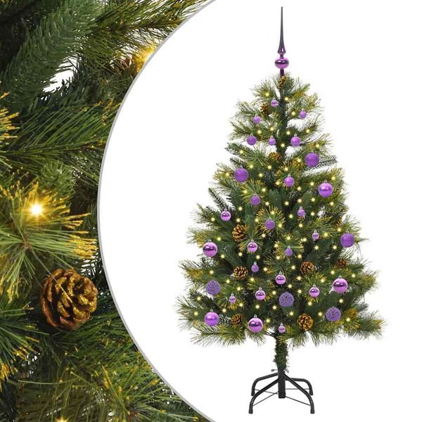 vidaXL Artificial Hinged Christmas Tree with Cones Green 150 cm