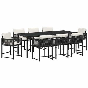 vidaXL Garden Dining Set 9 pcs Black Poly Rattan