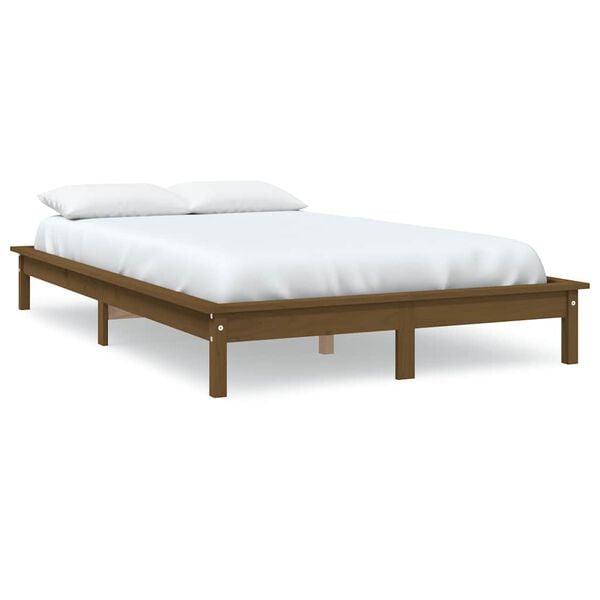 vidaXL Bed Frame without Mattress Honey Brown 140x190 cm Solid Wood
