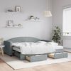 vidaXL Daybed with Trundle and Drawers Light Grey 90x190 cm Fabric