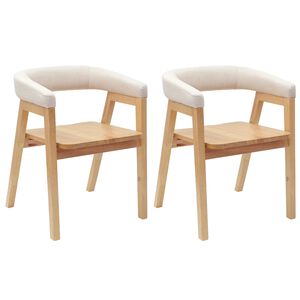 vidaXL Dining Chairs 2 pcs Solid Rubber Wood Natural 54 x 57 x 73 cm