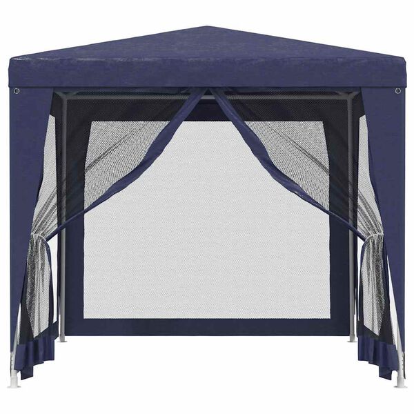 vidaXL Party Tent with 4 Mesh Sidewalls Blue 2.5x2.5 m HDPE