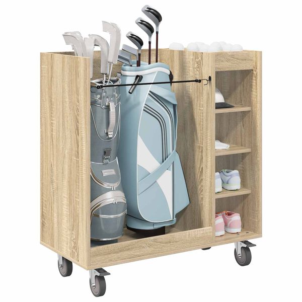 vidaXL Golf Cabinet with Wheel Plain Sonoma Oak 90 x 45 x 98 cm