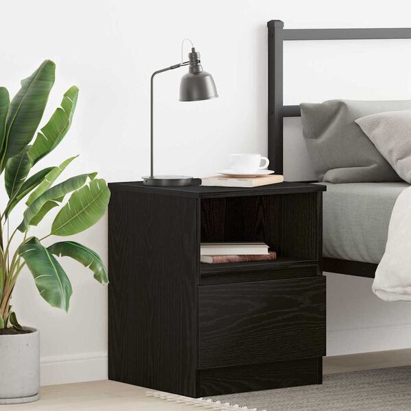 vidaXL Bedside Cabinet Black Oak 40 x 40 x 50 cm Engineered Wood