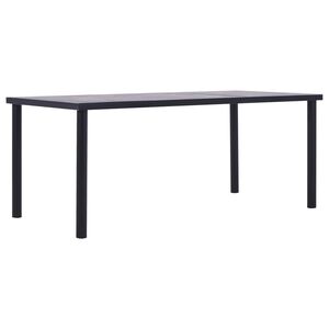 vidaXL Dining Table Black and Concrete Grey 200x100x75 cm MDF