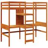vidaXL Loft Bed Frame with Desk and Shelves Wax Brown 90x200cm Solid Wood Pine