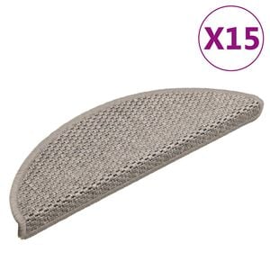 vidaXL Stair Mats Self-adhesive Sisal-Look 15 pcs 56x17x3 cm Silver